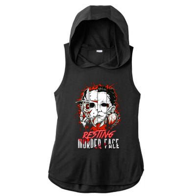 Resting Murder Face Scary Horror Character Halloween Costume Ladies PosiCharge Tri-Blend Wicking Draft Hoodie Tank