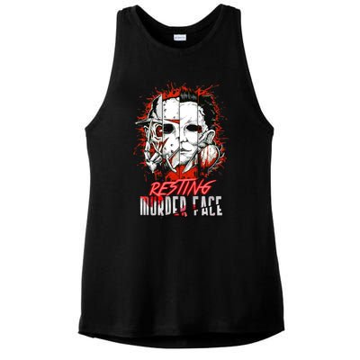 Resting Murder Face Scary Horror Character Halloween Costume Ladies PosiCharge Tri-Blend Wicking Tank