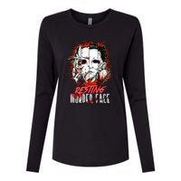 Resting Murder Face Scary Horror Character Halloween Costume Womens Cotton Relaxed Long Sleeve T-Shirt