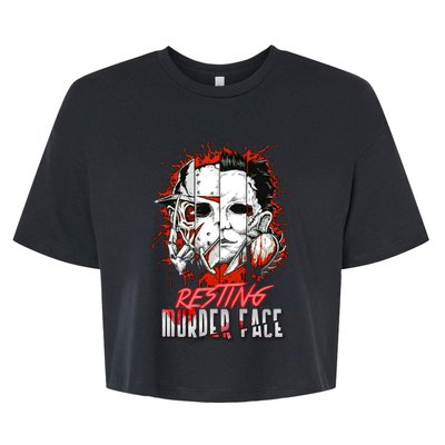 Resting Murder Face Scary Horror Character Halloween Costume Bella+Canvas Jersey Crop Tee