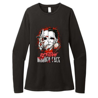 Resting Murder Face Scary Horror Character Halloween Costume Womens CVC Long Sleeve Shirt