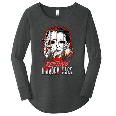 Resting Murder Face Scary Horror Character Halloween Costume Women's Perfect Tri Tunic Long Sleeve Shirt