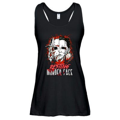 Resting Murder Face Scary Horror Character Halloween Costume Ladies Essential Flowy Tank