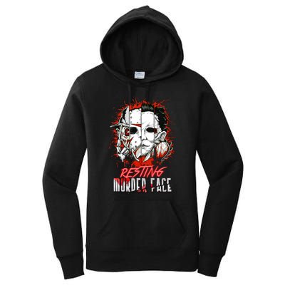 Resting Murder Face Scary Horror Character Halloween Costume Women's Pullover Hoodie