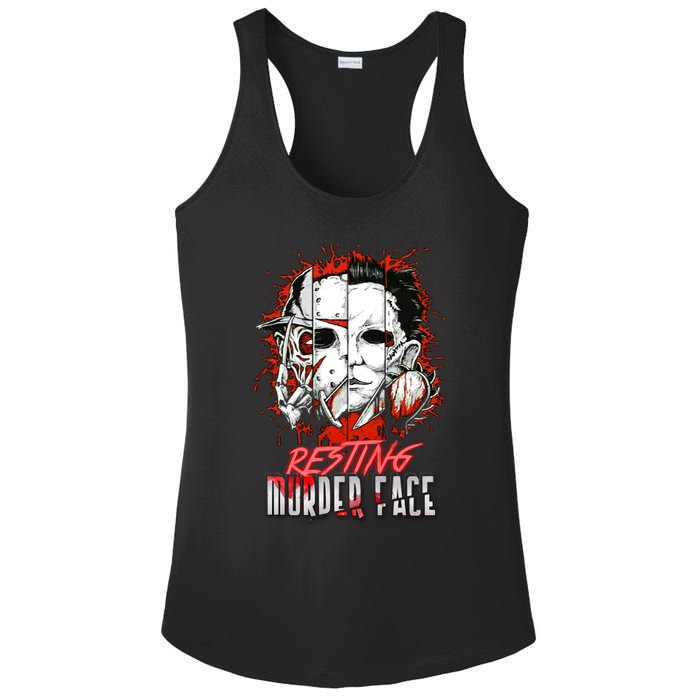 Resting Murder Face Scary Horror Character Halloween Costume Ladies PosiCharge Competitor Racerback Tank