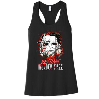 Resting Murder Face Scary Horror Character Halloween Costume Women's Racerback Tank