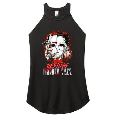 Resting Murder Face Scary Horror Character Halloween Costume Women's Perfect Tri Rocker Tank