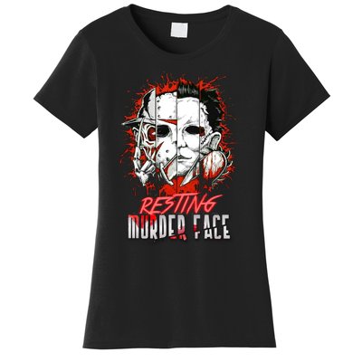 Resting Murder Face Scary Horror Character Halloween Costume Women's T-Shirt