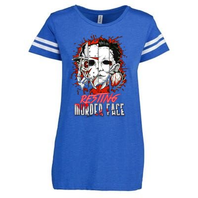 Resting Murder Face Scary Horror Character Halloween Costume Enza Ladies Jersey Football T-Shirt