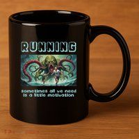 Running Motivation Funny Cthulhu Lovecraft 11oz C Handle Ceramic Mug