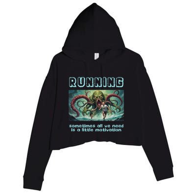 Running Motivation Funny Cthulhu Lovecraft Crop Fleece Hoodie