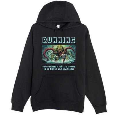 Running Motivation Funny Cthulhu Lovecraft Premium Pullover Hoodie