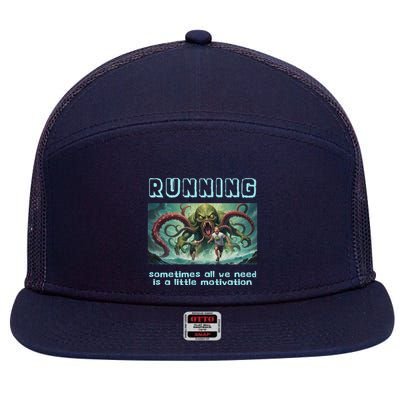 Running Motivation Funny Cthulhu Lovecraft 7 Panel Mesh Trucker Snapback Hat