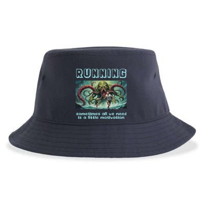 Running Motivation Funny Cthulhu Lovecraft Sustainable Bucket Hat