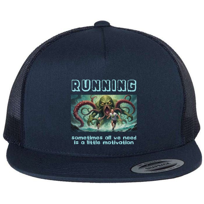 Running Motivation Funny Cthulhu Lovecraft Flat Bill Trucker Hat