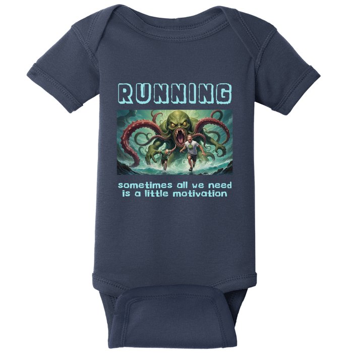 Running Motivation Funny Cthulhu Lovecraft Baby Bodysuit