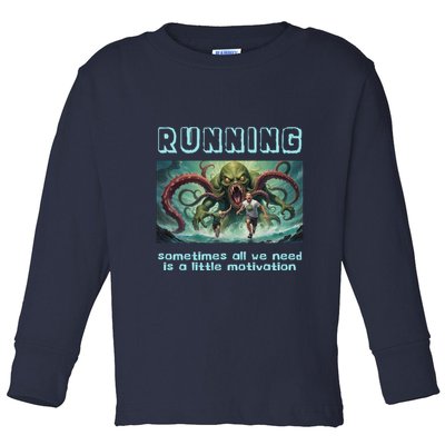 Running Motivation Funny Cthulhu Lovecraft Toddler Long Sleeve Shirt