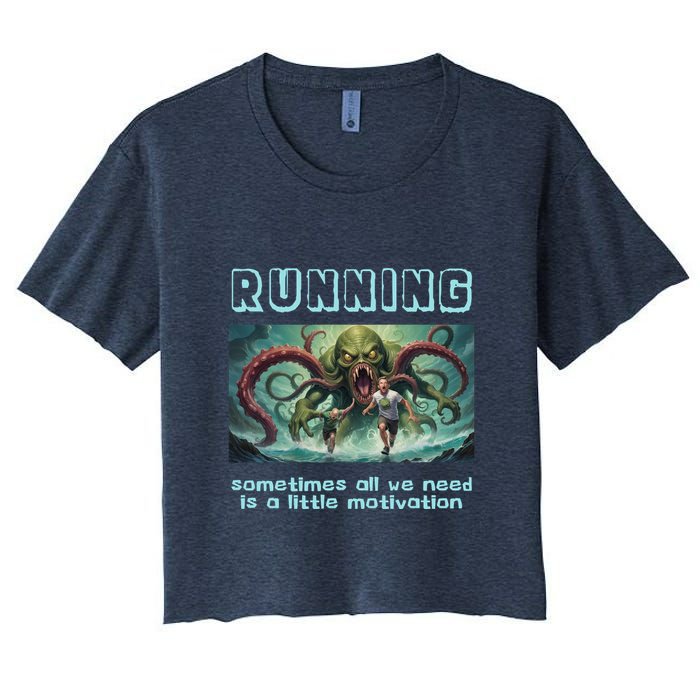 Running Motivation Funny Cthulhu Lovecraft Women's Crop Top Tee