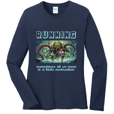 Running Motivation Funny Cthulhu Lovecraft Ladies Long Sleeve Shirt