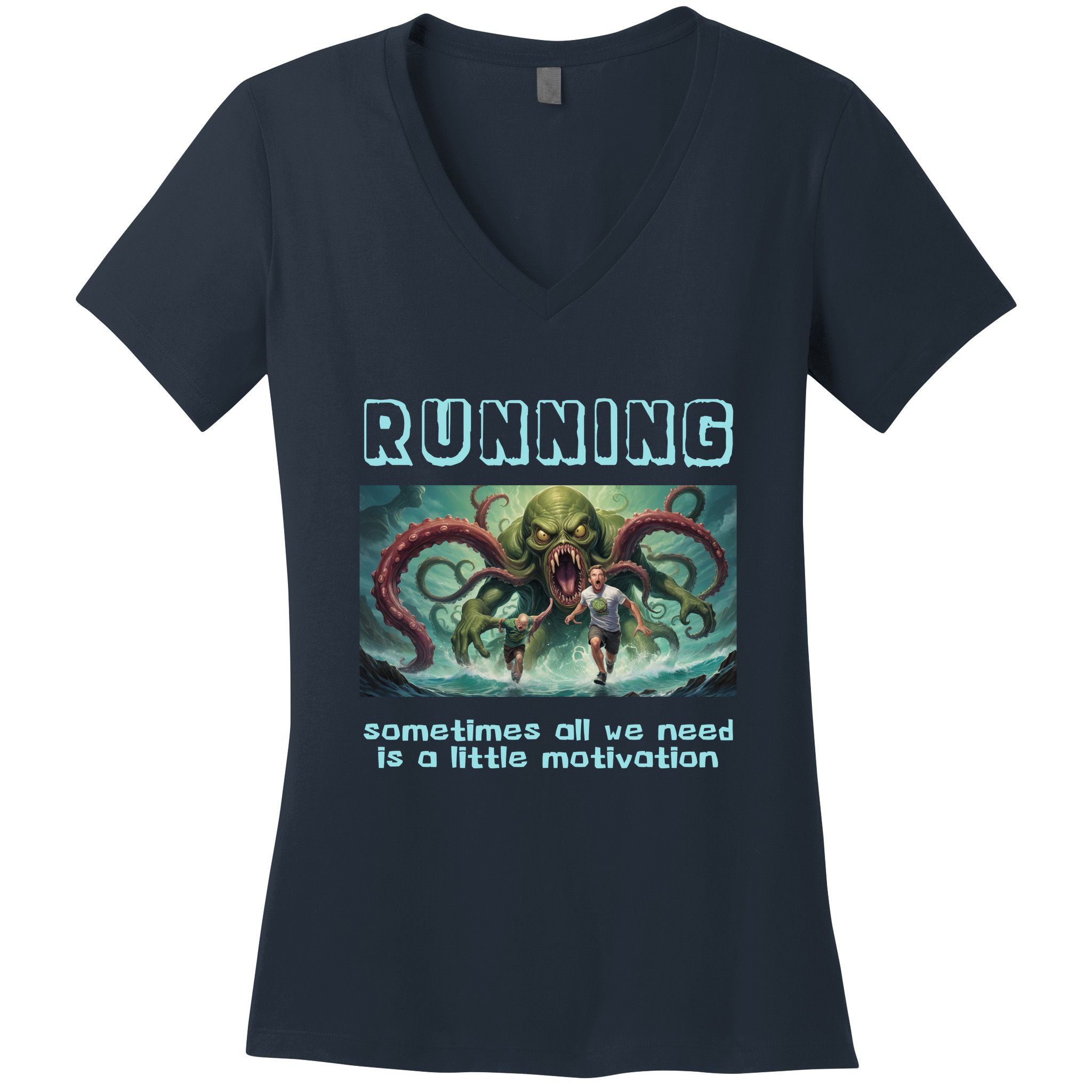 Running Motivation Funny Cthulhu Lovecraft Women's V-Neck T-Shirt
