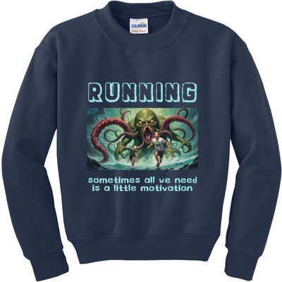 Running Motivation Funny Cthulhu Lovecraft Kids Sweatshirt