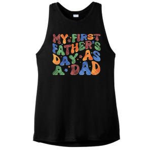 Retro My First Fathers Day As A Dad Ladies PosiCharge Tri-Blend Wicking Tank