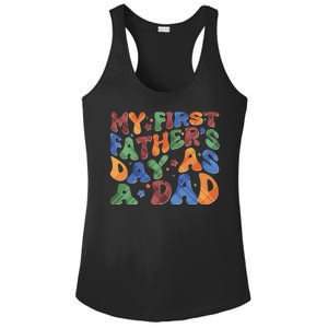 Retro My First Fathers Day As A Dad Ladies PosiCharge Competitor Racerback Tank