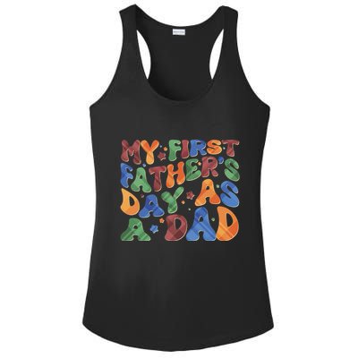 Retro My First Fathers Day As A Dad Ladies PosiCharge Competitor Racerback Tank