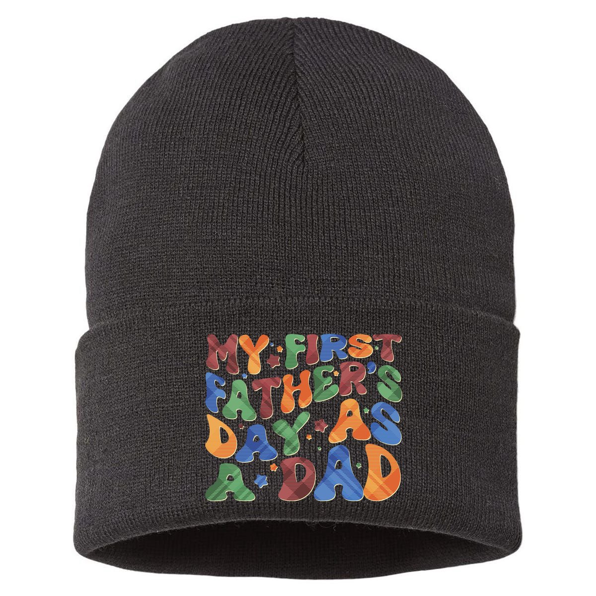 Retro My First Fathers Day As A Dad Sustainable Knit Beanie