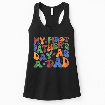 Retro My First Fathers Day As A Dad Womens Tank Top