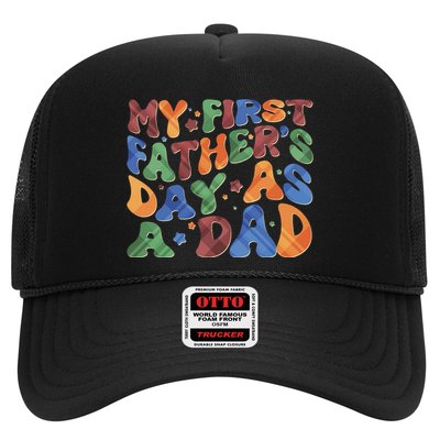 Retro My First Fathers Day As A Dad Trucker Hat