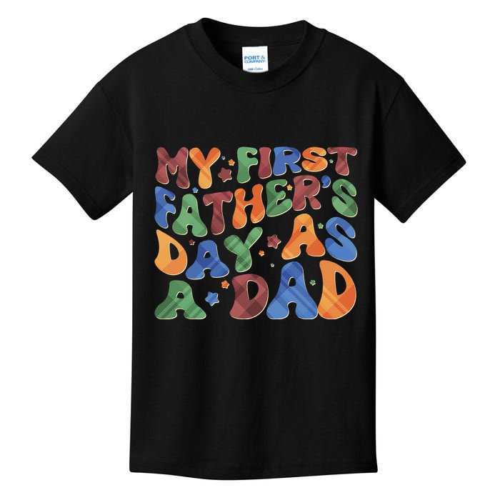Retro My First Fathers Day As A Dad Kids T-Shirt