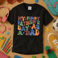 Retro My First Fathers Day As A Dad Kids T-Shirt