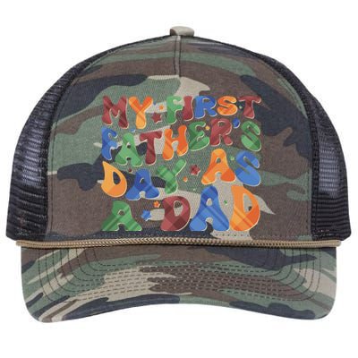 Retro My First Fathers Day As A Dad Retro Rope Trucker Hat Cap