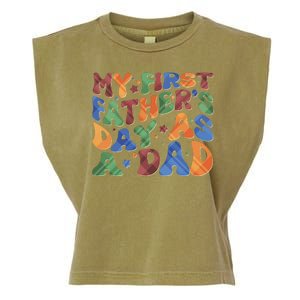 Retro My First Fathers Day As A Dad Garment-Dyed Women's Muscle Tee