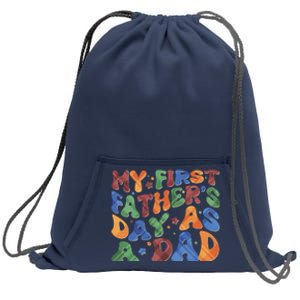 Retro My First Fathers Day As A Dad Sweatshirt Cinch Pack Bag