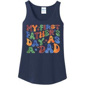 Retro My First Fathers Day As A Dad Ladies Essential Tank