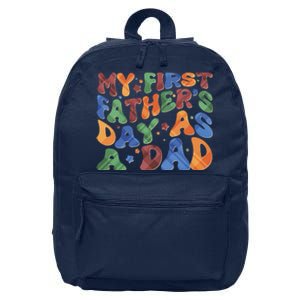 Retro My First Fathers Day As A Dad 16 in Basic Backpack