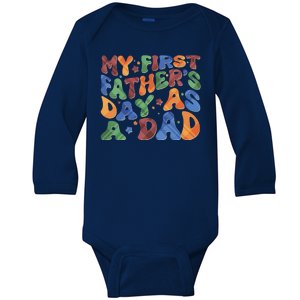 Retro My First Fathers Day As A Dad Baby Long Sleeve Bodysuit