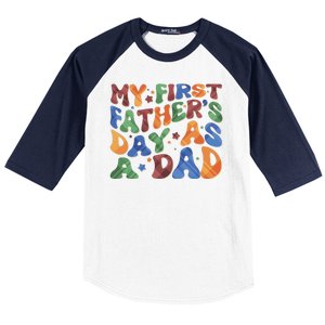 Retro My First Fathers Day As A Dad Baseball Sleeve Shirt