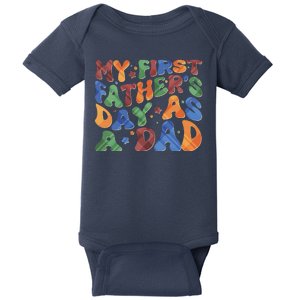 Retro My First Fathers Day As A Dad Baby Bodysuit