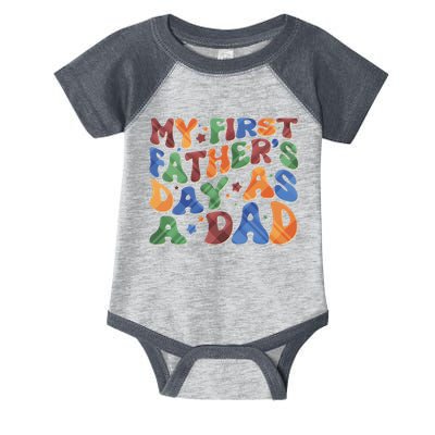 Retro My First Fathers Day As A Dad Infant Baby Jersey Bodysuit