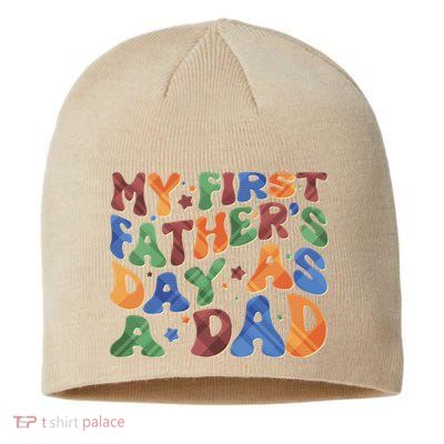 Retro My First Fathers Day As A Dad Sustainable Beanie