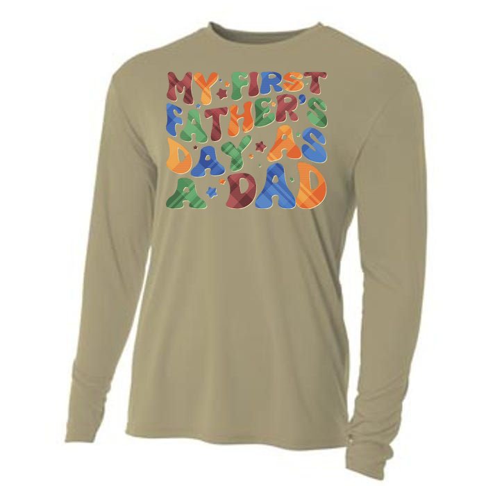 Retro My First Fathers Day As A Dad Cooling Performance Long Sleeve Crew