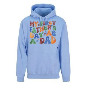 Retro My First Fathers Day As A Dad Unisex Surf Hoodie