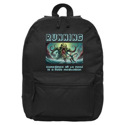Running Motivation Funny Cthulhu Lovecraft 16 in Basic Backpack