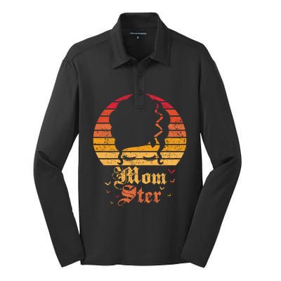 Retro Momster Funny Halloween Gift For Mom Mothers Mama Cool Gift Silk Touch Performance Long Sleeve Polo