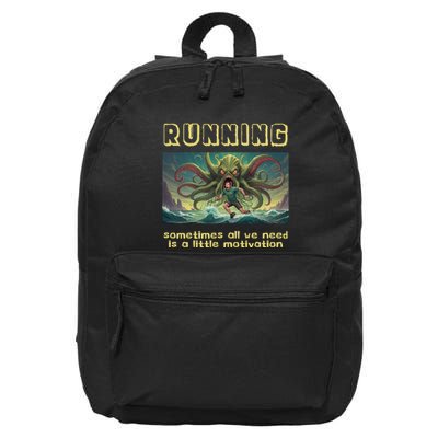 Running Motivation Funny Cthulhu Lovecraft 16 in Basic Backpack