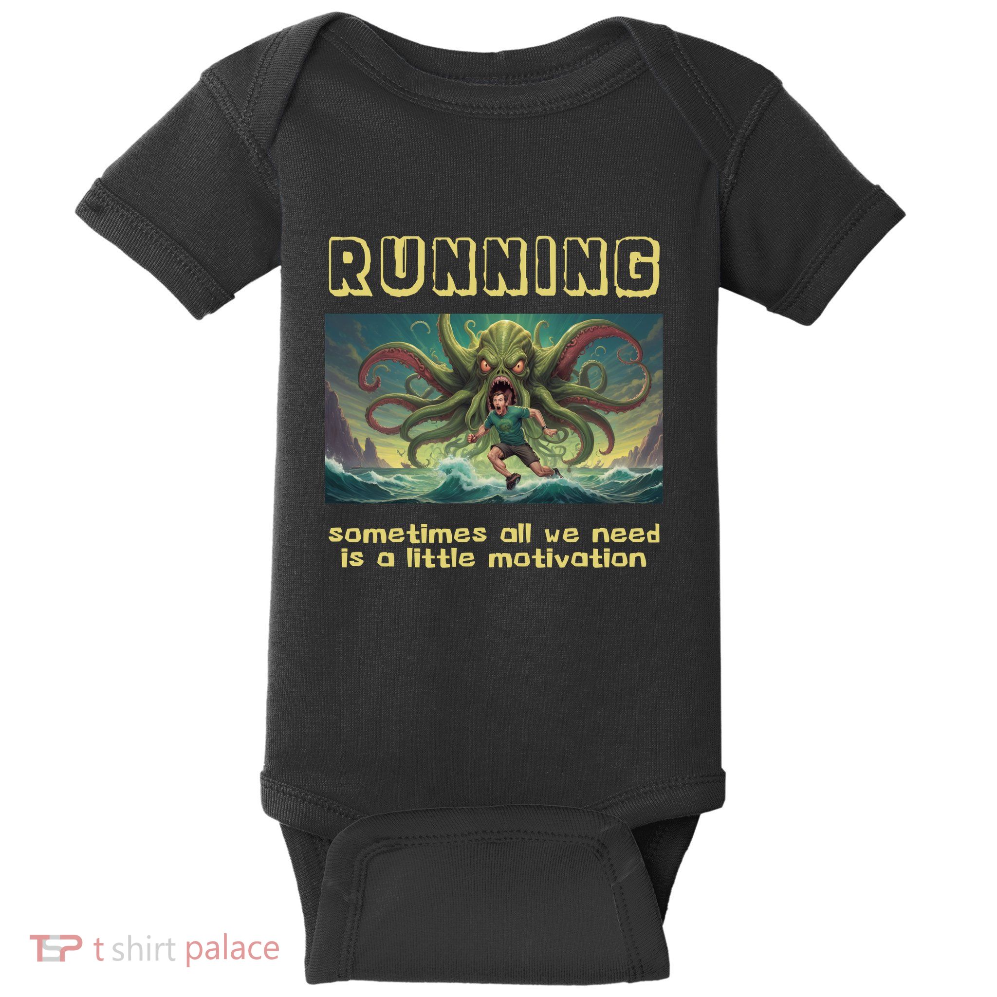 Running Motivation Funny Cthulhu Lovecraft Baby Bodysuit