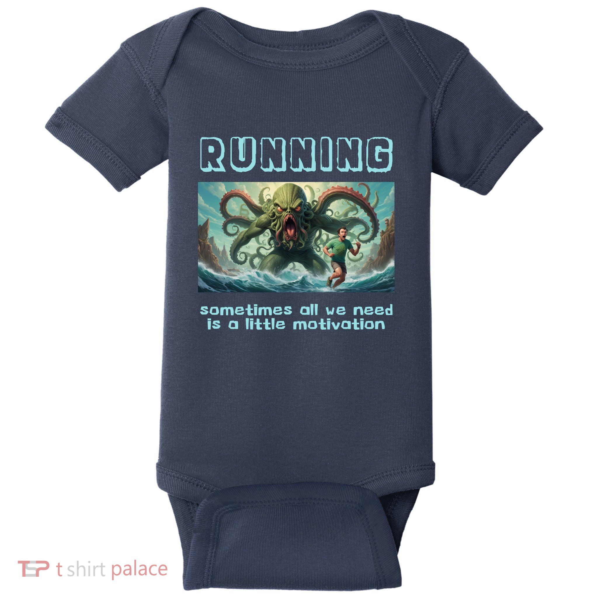 Running Motivation Funny Cthulhu Lovecraft Baby Bodysuit